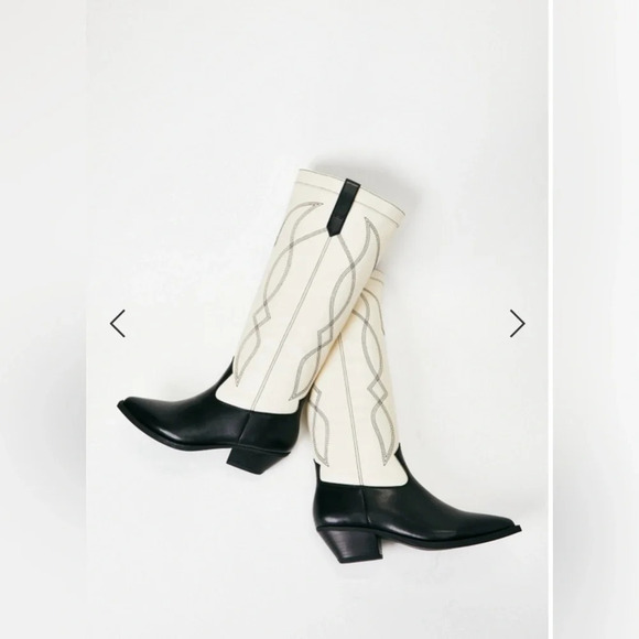 black and white knee high western cowgirl boots - Picture 4 of 9